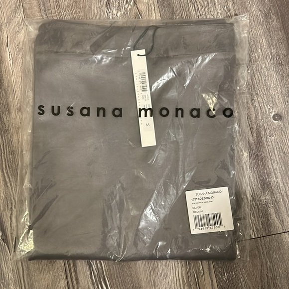 NWT | Susana Monaco | Faux Suede Pencil Skirt | Silver | Medium - Picture 3 of 3